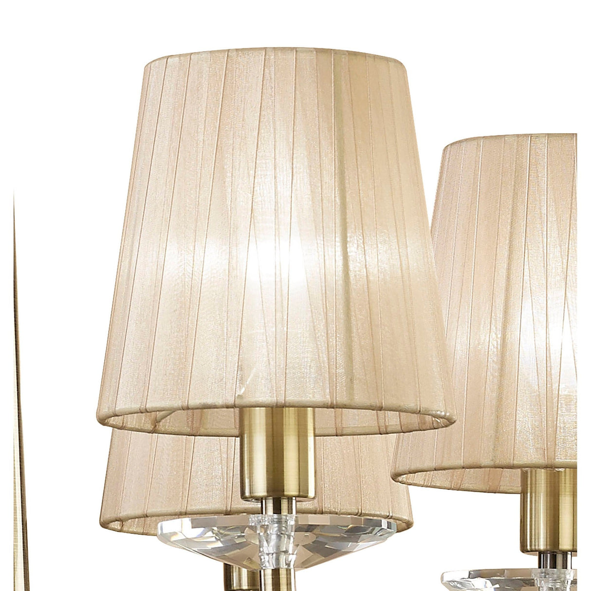 Tiffany 12 Light Crystal Chandelier - Brass With Bronze Shades
