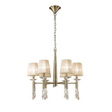 Tiffany 12 Light Crystal Chandelier - Brass With Bronze Shades