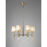 Tiffany 12 Light Crystal Chandelier - Brass With Bronze Shades