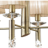 Tiffany 8 Light Crystal Chandelier - Brass With Bronze Shades