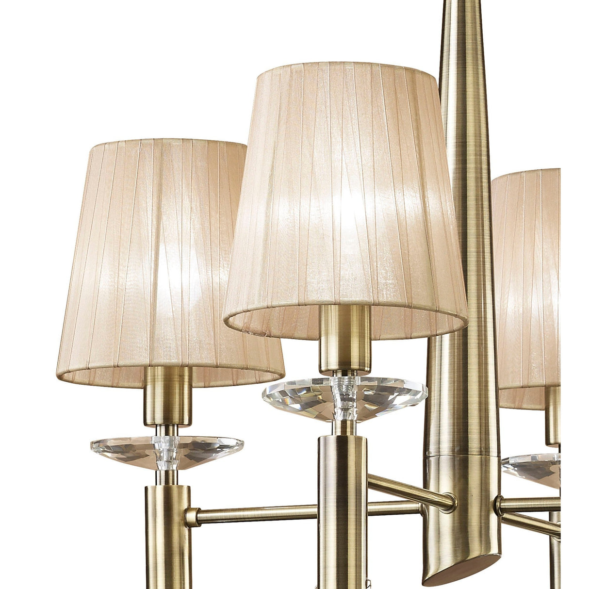 Tiffany 8 Light Crystal Chandelier - Brass With Bronze Shades