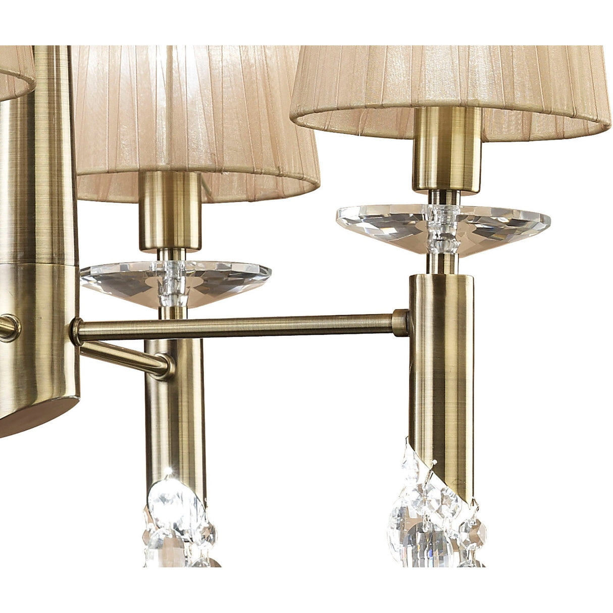 Tiffany 8 Light Crystal Chandelier - Brass With Bronze Shades