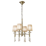 Tiffany 8 Light Crystal Chandelier - Brass With Bronze Shades