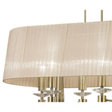 Tiffany Oval 8 Light Crystal Chandelier - Brass With Bronze Shade