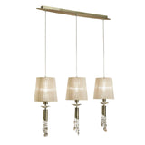 Tiffany 6 Light Crystal Bar Pendant Light - Brass With Bronze Shades