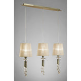 Tiffany 6 Light Crystal Bar Pendant Light - Brass With Bronze Shades