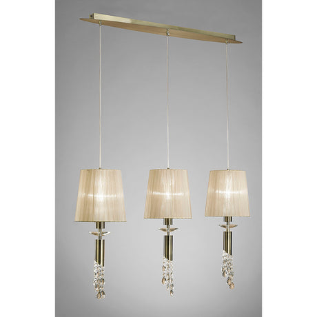 Tiffany 6 Light Crystal Bar Pendant Light - Brass With Bronze Shades