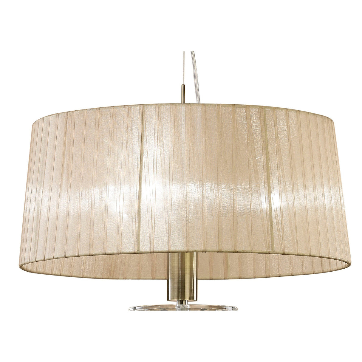 Tiffany 4 Light Crystal Pendant Light – Antique Brass With Soft Bronze Shade