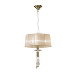 Tiffany 4 Light Crystal Pendant Light – Antique Brass With Soft Bronze Shade