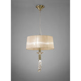 Tiffany 4 Light Crystal Pendant Light – Antique Brass With Soft Bronze Shade