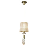 Tiffany 2 Light Crystal Pendant Light – Antique Brass With Soft Bronze Shade