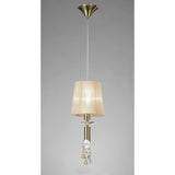 Tiffany 2 Light Crystal Pendant Light – Antique Brass With Soft Bronze Shade