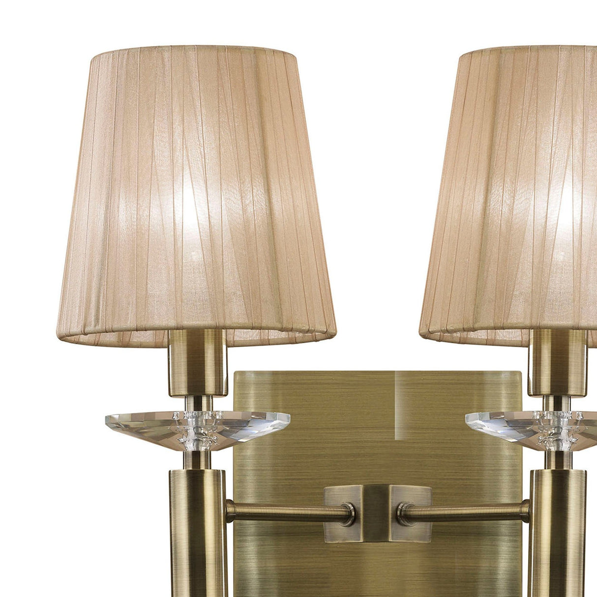 Tiffany 4 Light Crystal Wall Light - Brass With  Bronze Shades