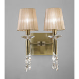 Tiffany 4 Light Crystal Wall Light With Switch - Brass With Bronze Shades