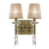 Tiffany 4 Light Crystal Wall Light - Brass With  Bronze Shades