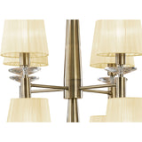 Tiffany 2 Tier 24 Light Crystal Chandelier - Brass With Cream Shades