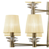 Tiffany 2 Tier 24 Light Crystal Chandelier - Brass With Cream Shades