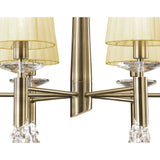Tiffany 12 Light Crystal Chandelier - Brass With Cream Shades