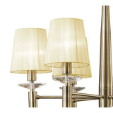Tiffany 12 Light Crystal Chandelier - Brass With Cream Shades