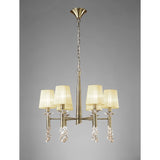 Tiffany 12 Light Crystal Chandelier - Brass With Cream Shades
