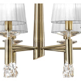 Tiffany 12 Light Crystal Chandelier - Brass With White Shades