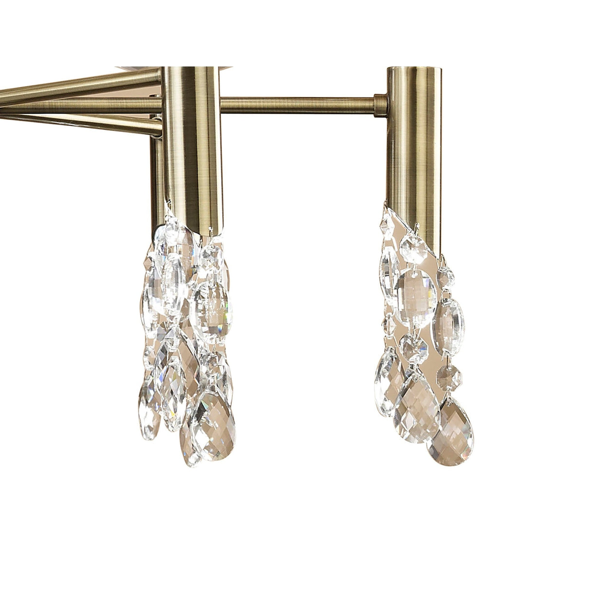 Tiffany 12 Light Crystal Chandelier - Brass With White Shades