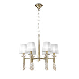 Tiffany 12 Light Crystal Chandelier - Brass With White Shades