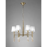 Tiffany 12 Light Crystal Chandelier - Brass With White Shades