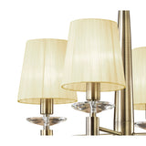 Tiffany 8 Light Crystal Chandelier - Brass With Cream Shades