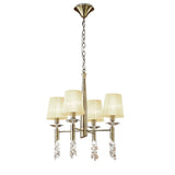 Tiffany 8 Light Crystal Chandelier - Brass With Cream Shades