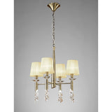 Tiffany 8 Light Crystal Chandelier - Brass With Cream Shades