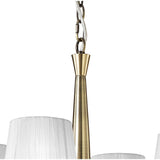 Tiffany 8 Light Crystal Chandelier - Brass With White Shades