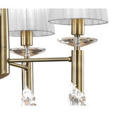 Tiffany 8 Light Crystal Chandelier - Brass With White Shades