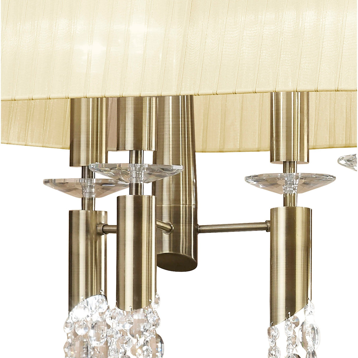 Tiffany Oval 8 Light Crystal Chandelier - Brass With Cream Shade