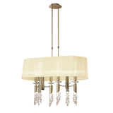 Tiffany Oval 8 Light Crystal Chandelier - Brass With Cream Shade