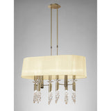 Tiffany Oval 8 Light Crystal Chandelier - Brass With Cream Shade