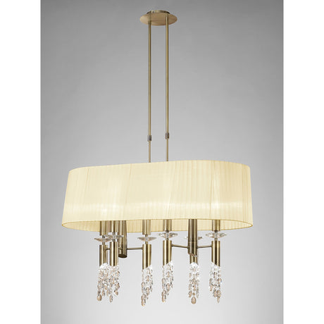 Tiffany Oval 8 Light Crystal Chandelier - Brass With Cream Shade