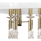 Tiffany Oval 8 Light Crystal Chandelier - Brass With White Shade