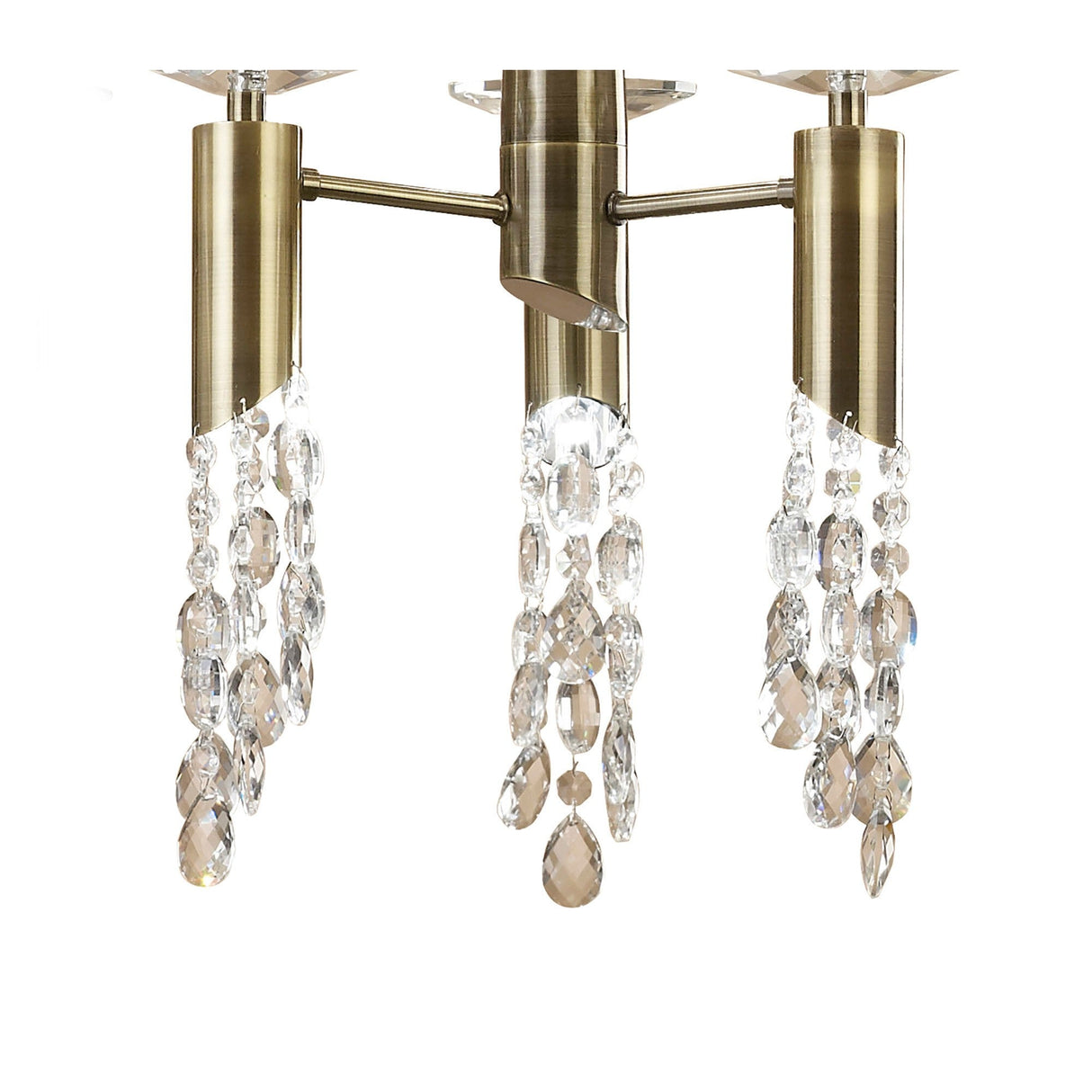 Tiffany Oval 8 Light Crystal Chandelier - Brass With White Shade