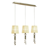 Tiffany 6 Light Crystal Bar Pendant Light - Brass With Cream Shades