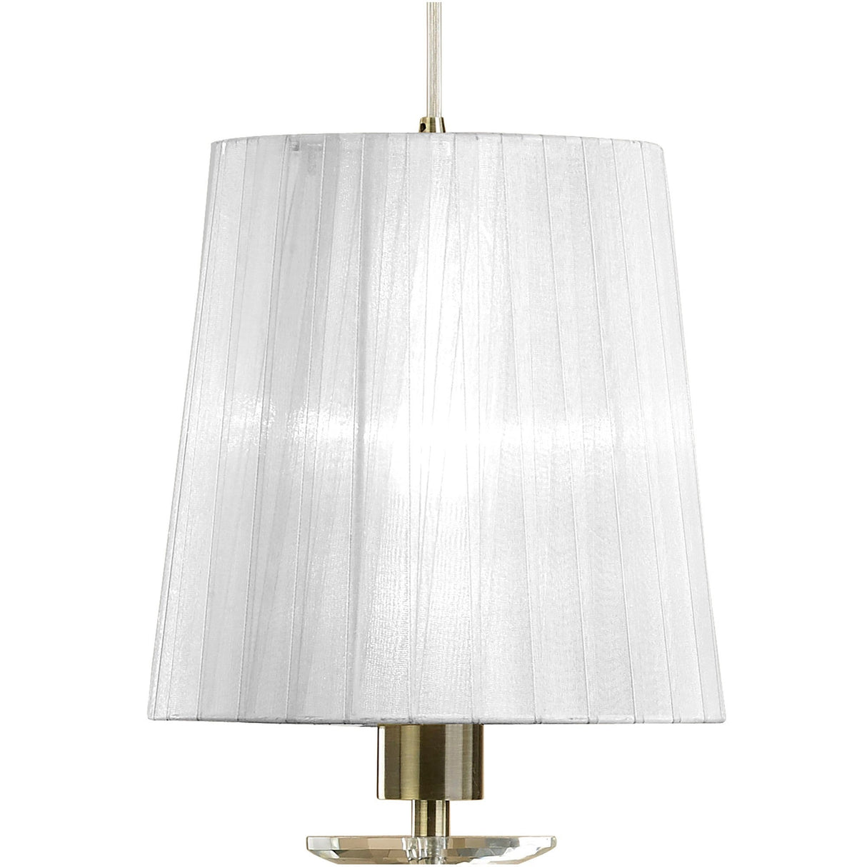 Tiffany 6 Light Crystal Bar Pendant Light - Brass With White Shades