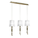 Tiffany 6 Light Crystal Bar Pendant Light - Brass With White Shades