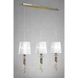 Tiffany 6 Light Crystal Bar Pendant Light - Brass With White Shades