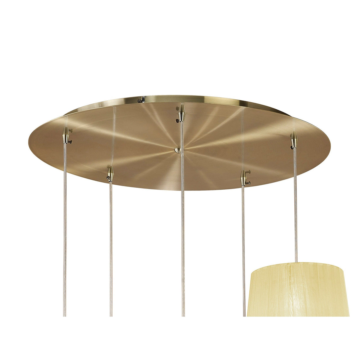 Tiffany 5 Light  Crystal Cluster Pendant Light -  Brass With Cream Shades