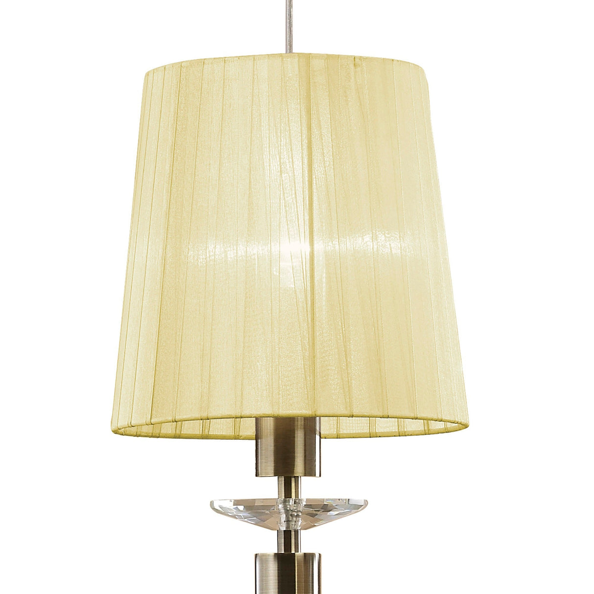Tiffany 5 Light  Crystal Cluster Pendant Light -  Brass With Cream Shades