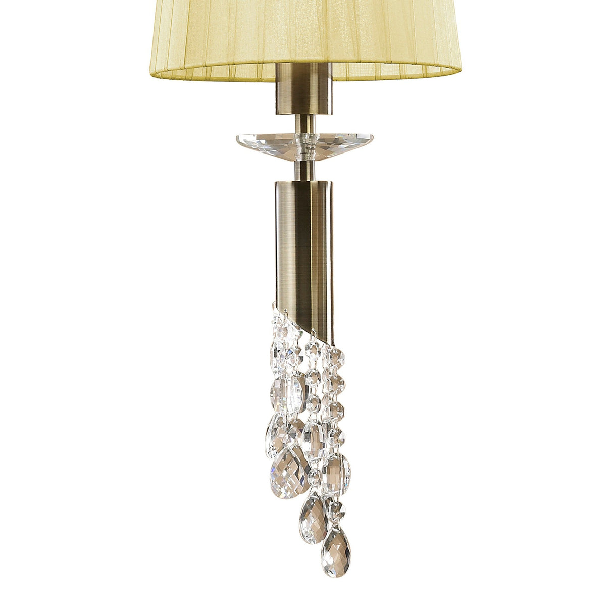 Tiffany 5 Light  Crystal Cluster Pendant Light -  Brass With Cream Shades