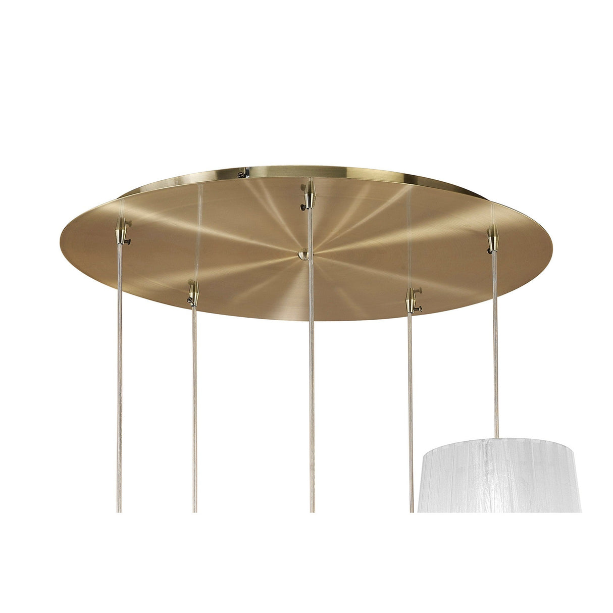 Tiffany 5 Light Crystal Cluster Pendant Light - Brass With White Shades