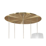 Tiffany 5 Light Crystal Cluster Pendant Light - Brass With White Shades