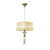 Tiffany 4 Light Crystal Pendant Light – Antique Brass With Cream Shade