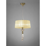 Tiffany 4 Light Crystal Pendant Light – Antique Brass With Cream Shade